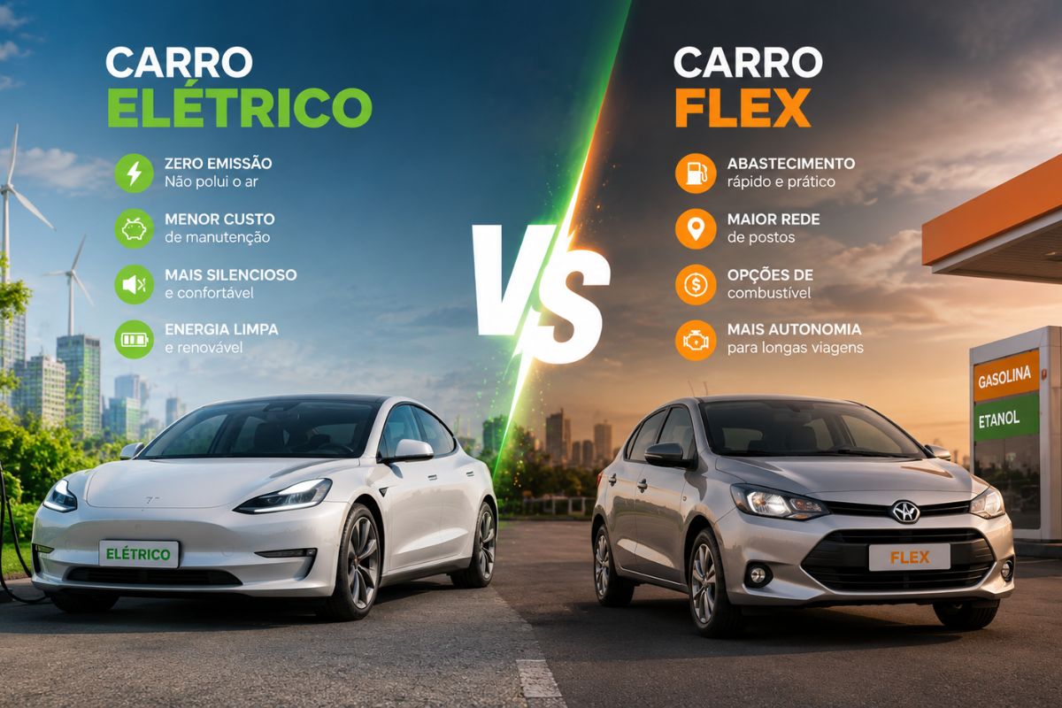 Comparação de custos entre um carro elétrico e um flex